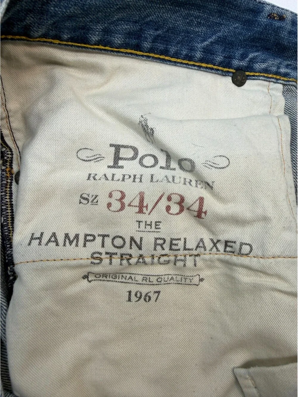 Polo Ralph Lauren Men's Jeans Hampton Relaxed Straight Mid Rise Size 34 Blue